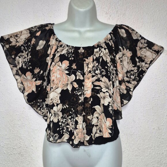 Fabiola USA gypsy style top, Black with Roses in size small - Picture 3 of 12